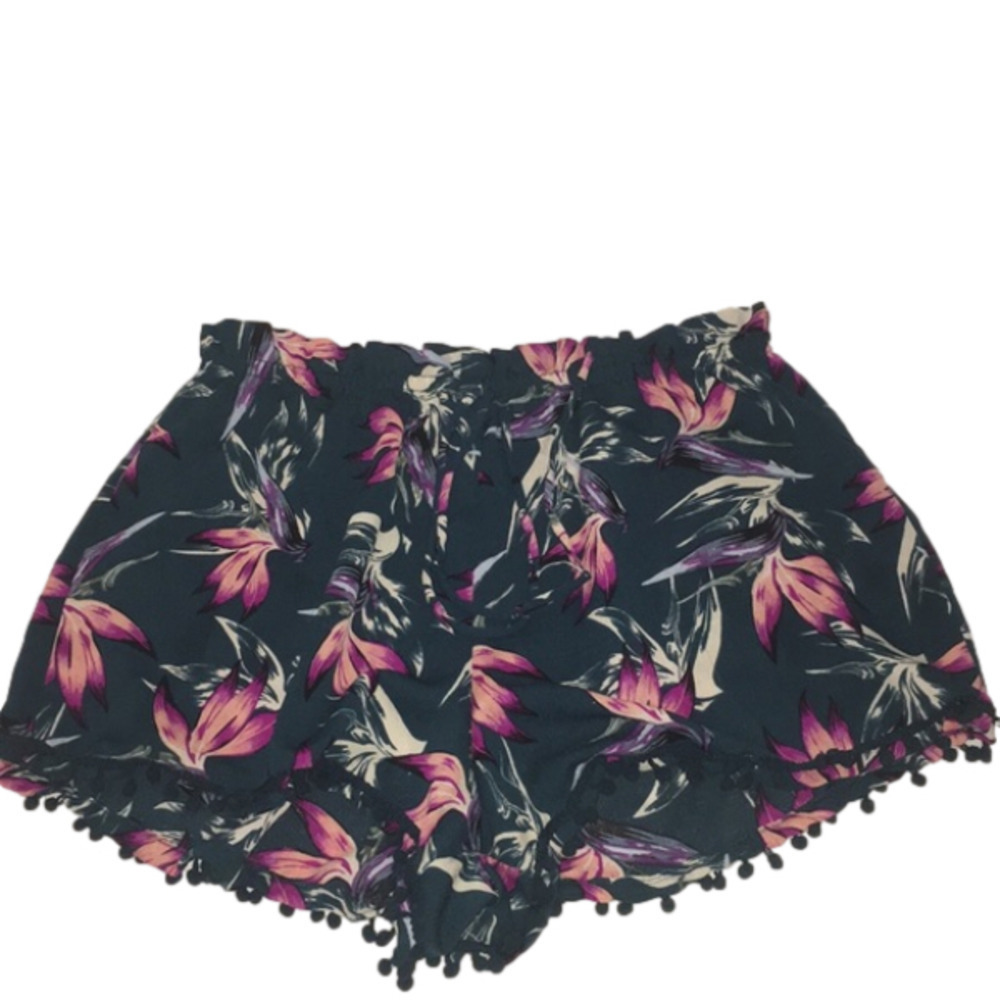 About a Girl Pompom Bird of Paradise Print Shorts